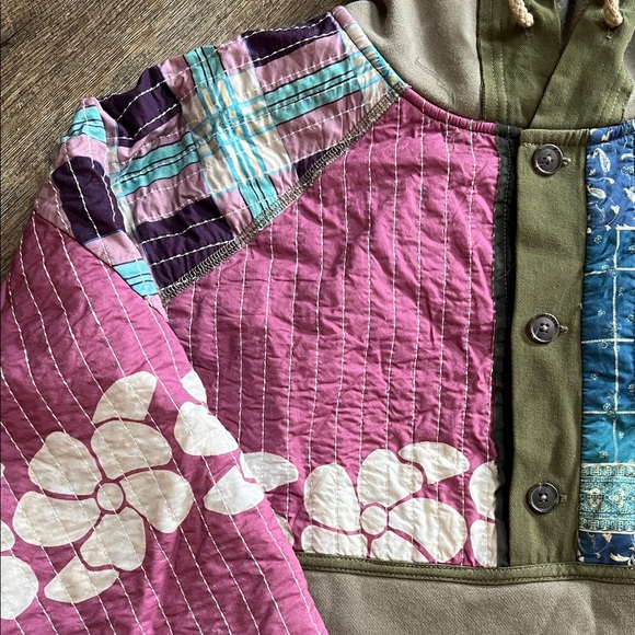 We The Free Patchwork Hoodie - Pink, Green, and Tan - Picture 11 of 11